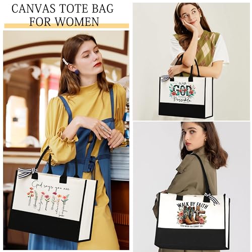 Christian Gifts for Women Tote & Make Up Bag Set - Birthday & Friendship Gifts