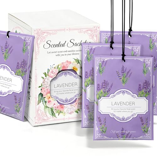 Lavender Scented Sachets for Drawers and Closets - 12 Pack Odor Eliminator
