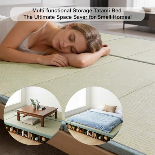Japanese Tatami Floor Mattress, Foldable Rush Grass Sleeping Mat