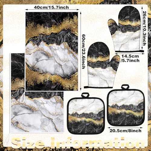 6-Piece Marble Kitchen Set: Oven Mitts, Pot Holders, and Dish Towels