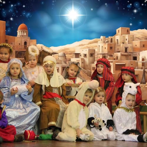 Bethlehem Village Christmas Backdrop 7x5ft Nativity Scene for Holiday Decor