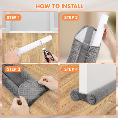 Velvet Under Door Draft Blocker - Double-Sided 30-36 Inch Door Seal
