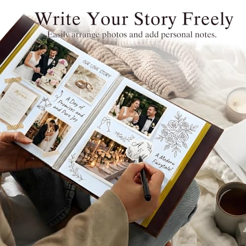 Self-Adhesive Photo Album with PU Leather Cover, 40-Page Scrapbook Album
