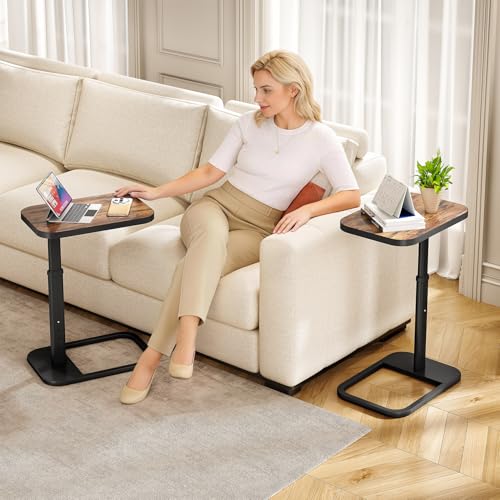 Adjustable C-Shaped End Table - 9-Level Height Side Table for Couch
