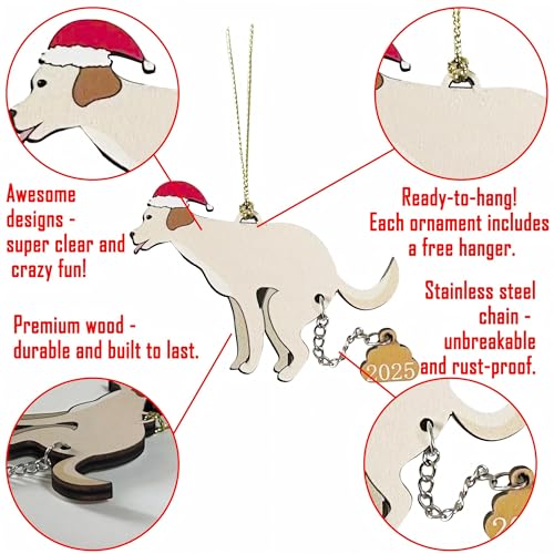 Gadluckki 2-Pack Funny Christmas Ornaments Labrador & Retriever Dog Gifts