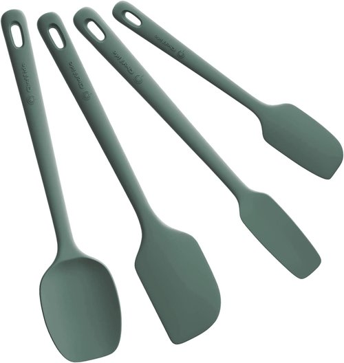 ChefAide Silicone Spatula Set - 4 Pieces, Ergonomic Heat-Resistant Rubber for Nonstick Cookware