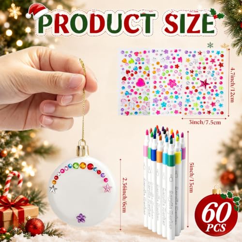 Syhood 60 Pcs 2.36'' DIY Christmas White Flat Ball Ornaments Matte Discs