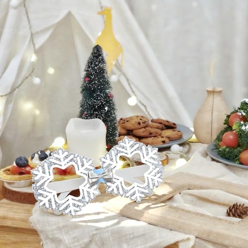 Winter Christmas Photo Booth Props 24 Pcs Snowflake Snowman Eyeglasses Party Decorations
