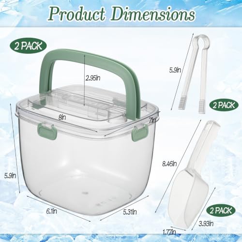 HFYZZ 2-Pack 5L Portable Ice Storage Bins with Lids & Scoops for Outdoor Camping & Parties