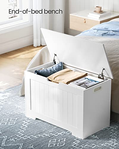 Farmhouse Storage Bench with Safety Hinges, 30-Inch Entryway Shoe Bench