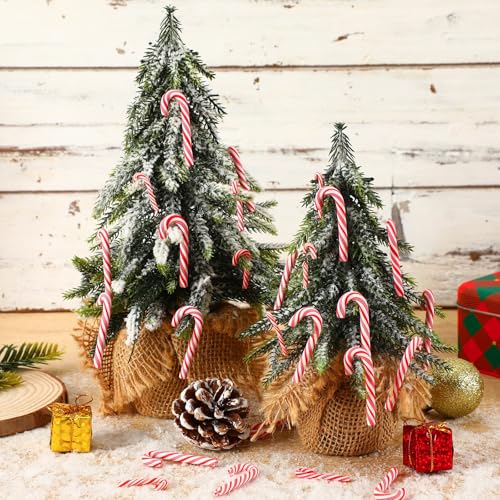 Kaiolbly Christmas Candy Cane Ornaments 50pcs - Mini Peppermint Vase Fillers, 46x18mm, Style A