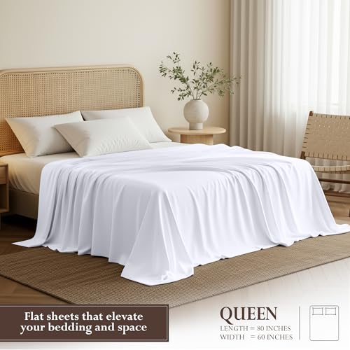 Utopia Bedding Queen Size Flat Sheet - Soft Brushed Microfiber, White