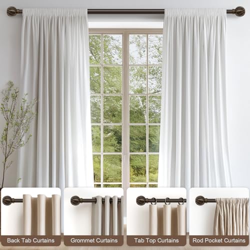 Adjustable Heavy Duty Curtain Rod, 36 to 88 Inch Metal Window Rod in Bronze