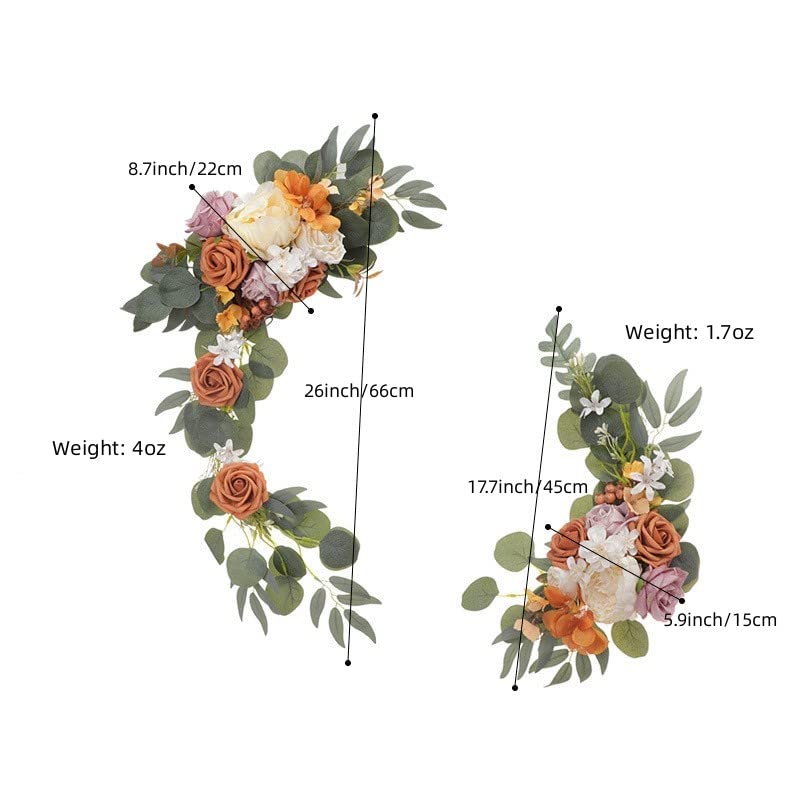 Artificial Wedding Flower Swag Set, Navy and Dusty Blue Floral Decor