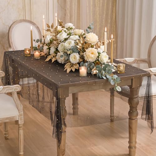 Horaldaily Black Pearl Tablecloth 60x104 Inch Rectangular - Durable Polyester Home Decor