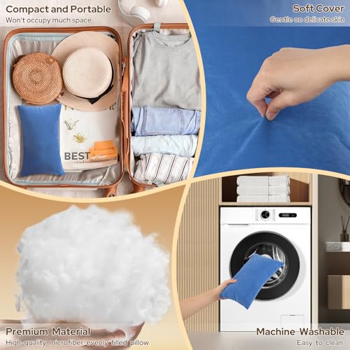 Mini Neck Travel Pillows - 2-Pack Portable Microfiber 7"x11"