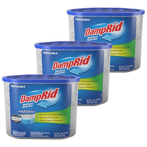DampRid Moisture Absorber & Odor Remover with Activated Charcoal, 18 oz, 3 Pack