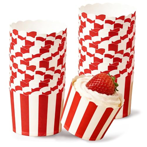 Red & White Cupcake Liners 50-Pack for Baking, Desserts, Weddings & Parties