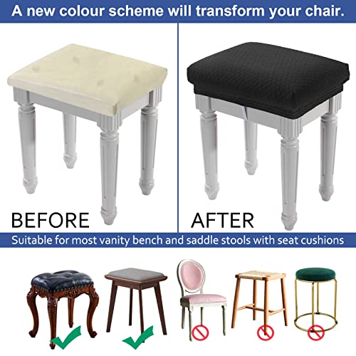 Stretch Jacquard Vanity Bench Stool Cover - XS Black