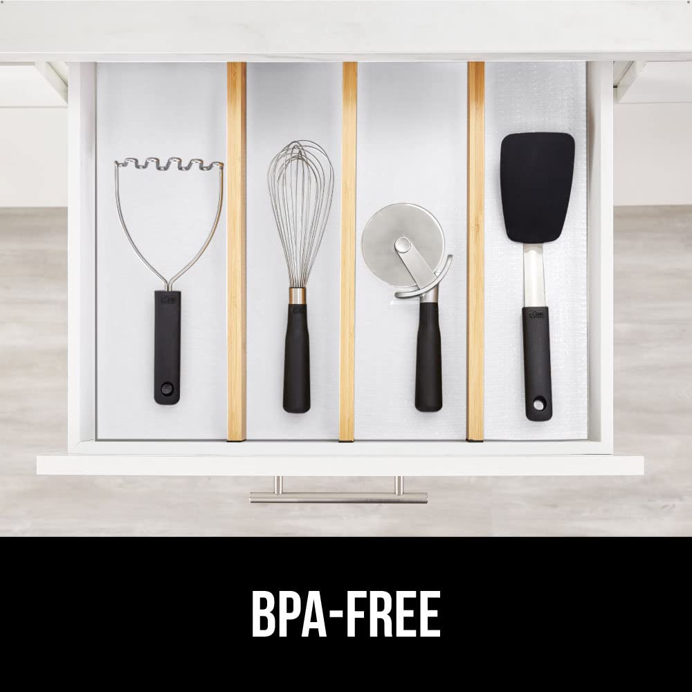 GORILLA GRIP DripGuard Shelf Liner, Non-Adhesive Drawer and Kitchen Cabinet Protector, 20x240 Inch, Strong Grip Slip Resistant Underside, Smooth Surface Liners for Cabinets, Bathrooms, Closets, White