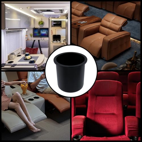 2-Pack Black Recessed Cup Holder Inserts for Sofas, Poker Tables, and RVs