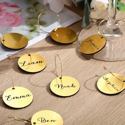 Tondiamo Round Acrylic Wine Charms 40 Pcs with Marker for Glasses & Parties