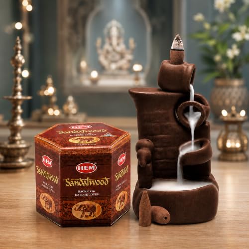 Sandalwood Backflow Incense Cones - 40 Pack for Aromatherapy and Relaxation
