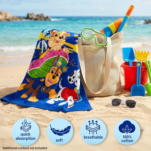 Paw Patrol Kids Hooded Beach Towel - Soft Cotton Bath Poncho Wrap (49"x30")