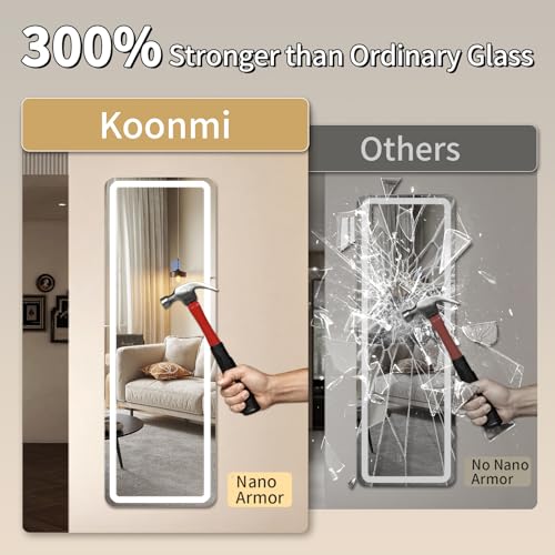 56" x 20" LED Full-Length Floor Mirror with 3-Color Lighting & Touch Control