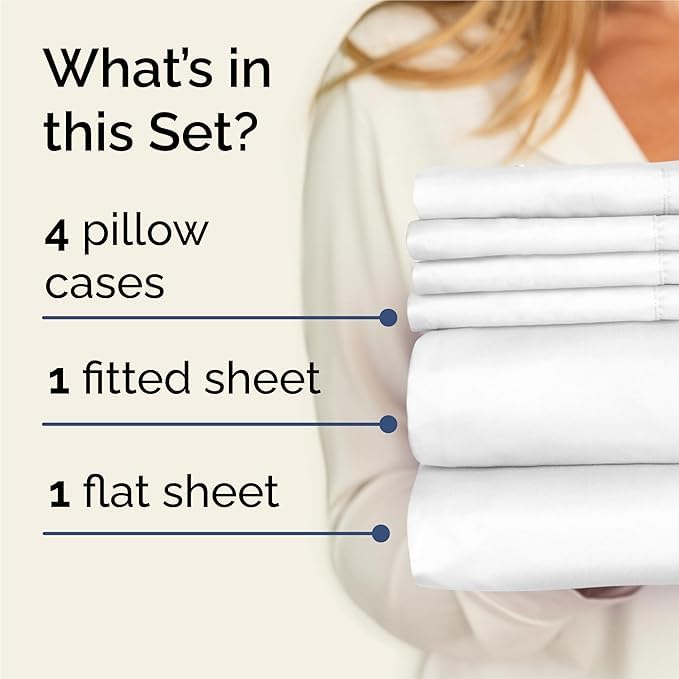 CGK Unlimited Queen 6-Piece Cooling Bed Sheet Set - White Deep Pocket