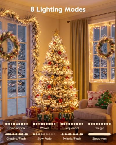 MERRIMAX Fairy Lights Plug-In 59FT 600LED Firecracker Cluster, 8 Modes, Warm White, Remote & Timer