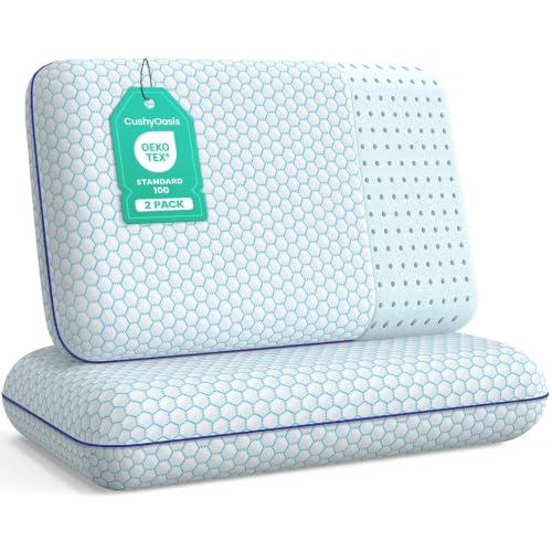 Memory Foam Bed Pillows for Sleeping - 2-Pack, Ergonomic & Machine Washable