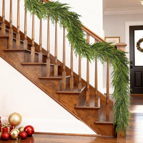 2PCS 6FT Lifelike Norfolk Pine Garland for Christmas Home Decor - Fake Holiday Wreath
