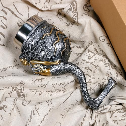 Fantasy Mermaid and Octopus Wine Goblet, 7oz Stainless Steel Chalice