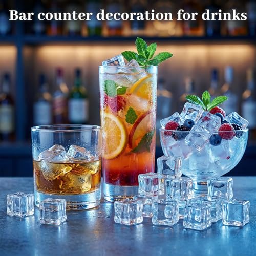 Clear Acrylic Fake Ice Cubes (20 Pack) - 0.8" Photography Props & Decor