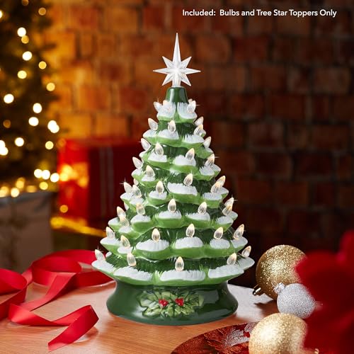 Ceramic Christmas Tree Replacement Lights & Star Toppers Set - 111 Pcs