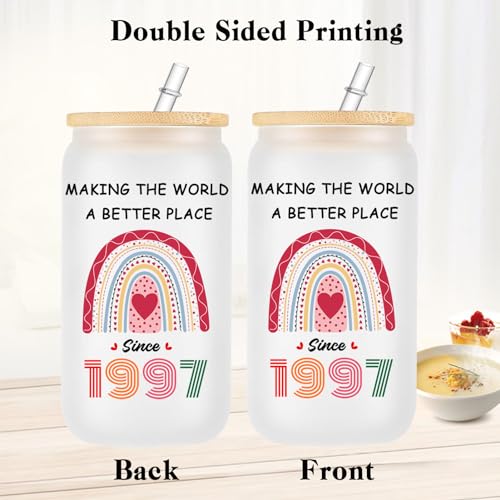 1997-29 Birthday Glass Cup for Women Her Wife Daughter Sister - Frosted Drinking Mug Gift