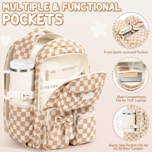 3-Piece Corduroy School Backpack Set for Girls with Lunch Box & Pencil Case