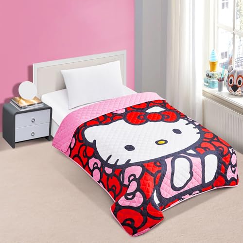Hello Kitty Twin Bedding Set for Girls - Microfiber Bedspread, Sheets & Pillowcase Bundle