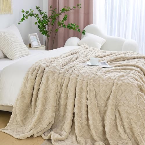 Aganear Soft Fleece Throw Blanket 50"x60" - Boho Khaki Couch Throw