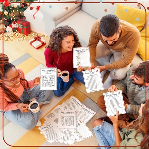 Bible Christmas Trivia Games Set - 5 Fun Christian Party Games for Family & Church