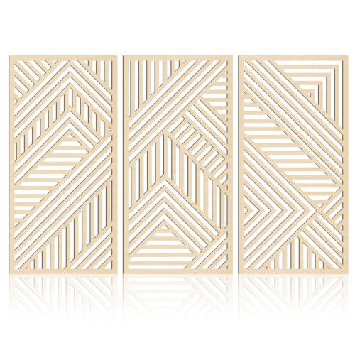 Large Boho Wood Wall Art Set - 16x32 Inch Minimalist Geometric Decor