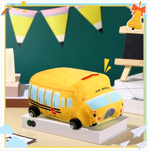 Plush School Bus Tree Topper - 10-Inch Back to School Classroom Decor