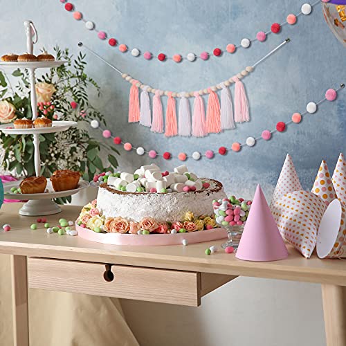 Boho Tassel and Pom Pom Garland Set - 3 Piece Wall Decor for Nursery