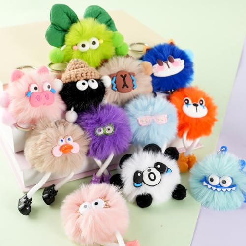 AMZFAVOR 36pcs Plush Animal Keychains Bulk for Kids, Party Favors & Backpacks