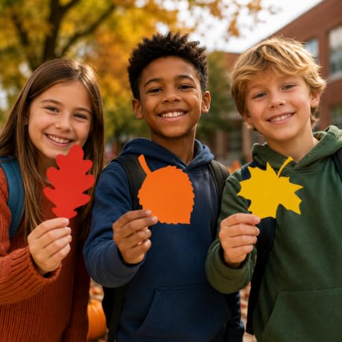 300 PCS Fall Leaf Paper Cutouts Set - Autumn Thanksgiving Classroom Crafts