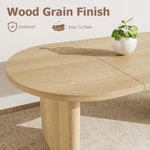 71-Inch Oval Dining Table for 6-8, Farmhouse Wooden Kitchen Table