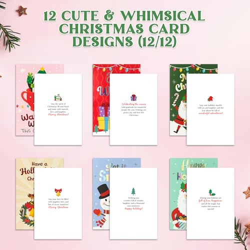 Decorably 24-Pack Red & Silver Foil Christmas Cards with Envelopes
