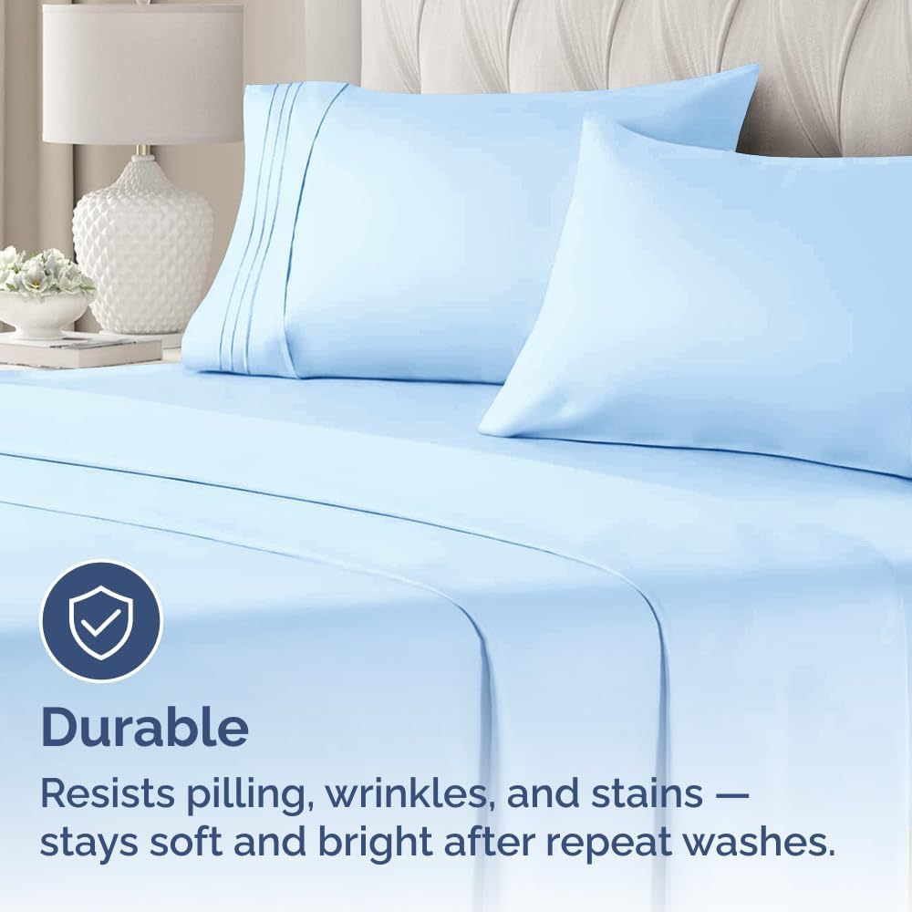 Standard Pillow Cases Set of 2 | Soft Hotel Quality, Wrinkle-Free & Stain Resistant - Light Blue