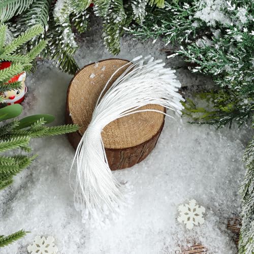 FOIMAS 400pcs White Christmas Ornament Hanger Strings with Snap Fasteners
